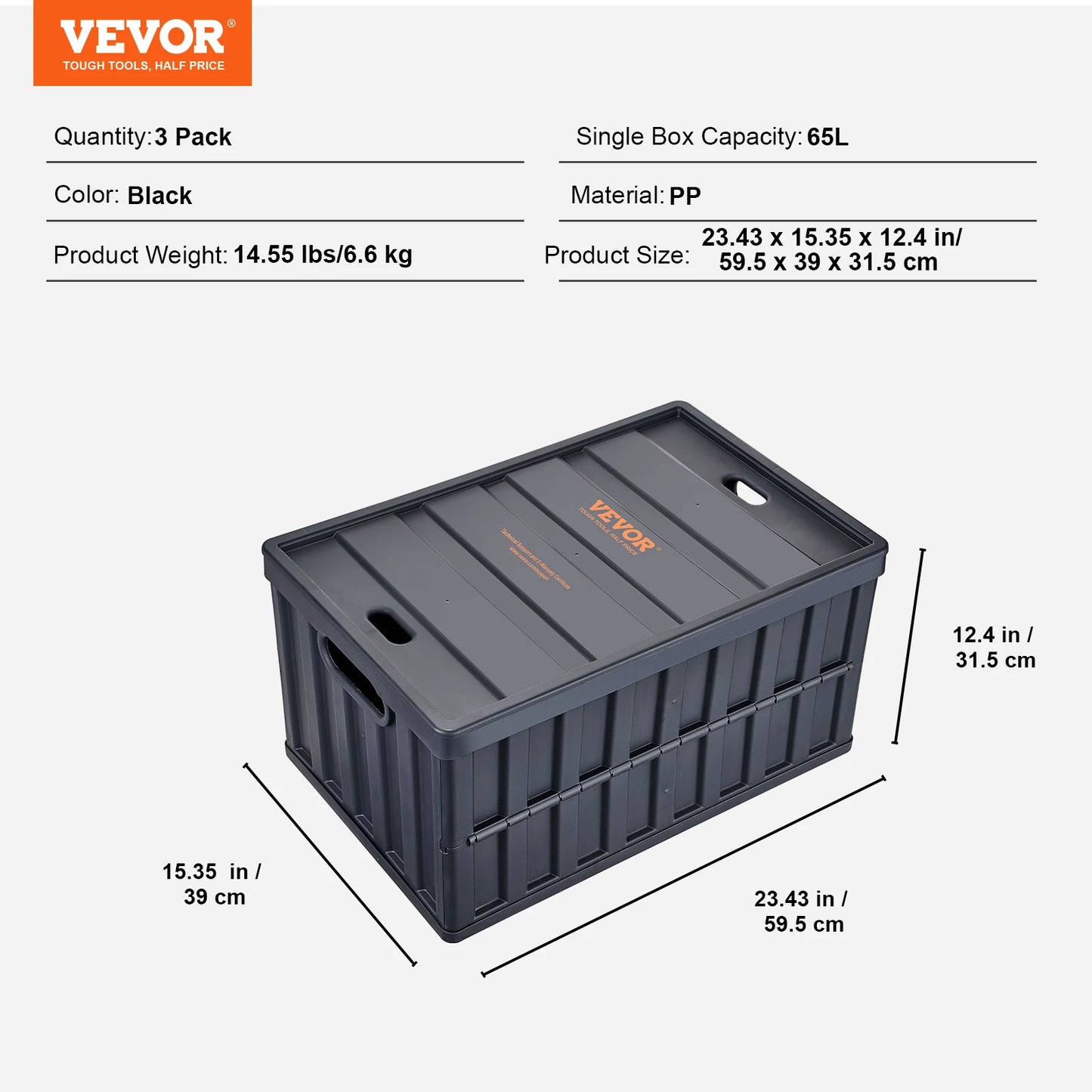 45L/65L Collapsible Storage Bins Folding Stackable
