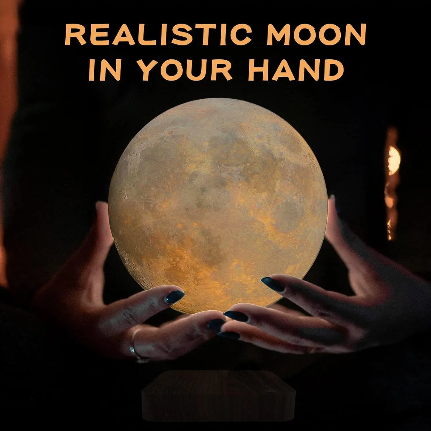 Magnetic Floating Rotating Moon Lamp with Wooden Base