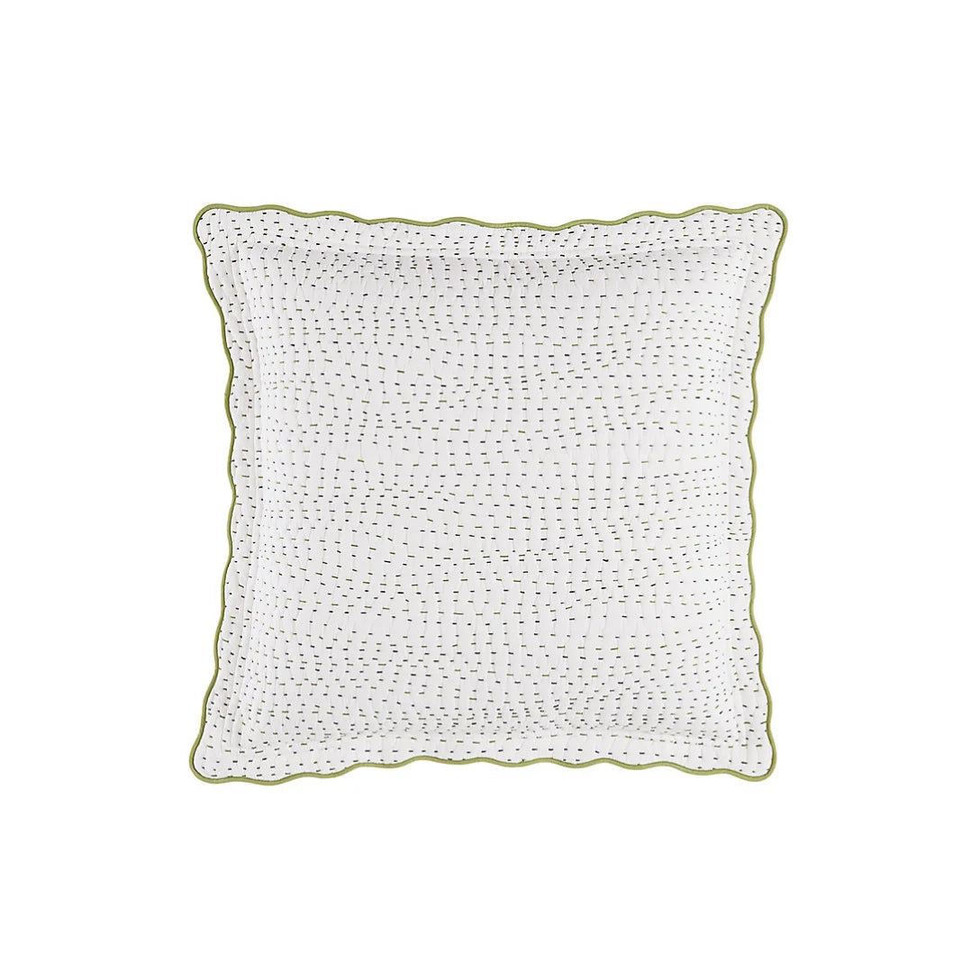 Cotton Hand-Sewn Pillowcase with Scalloped Edge