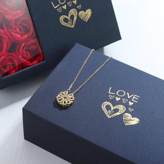 Rose Gift Box Four Leaf Necklace