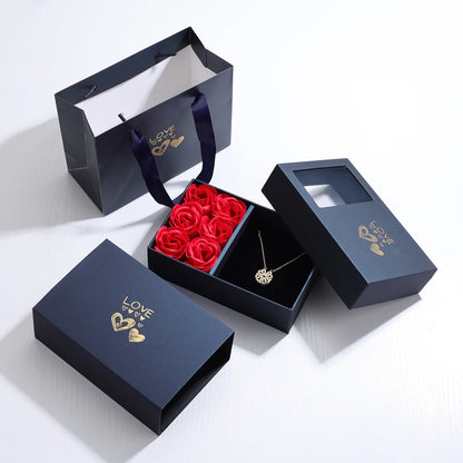Rose Gift Box Four Leaf Necklace