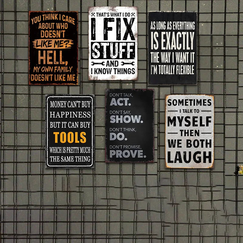 6pcs Funny Quotes Metal Tin Signs