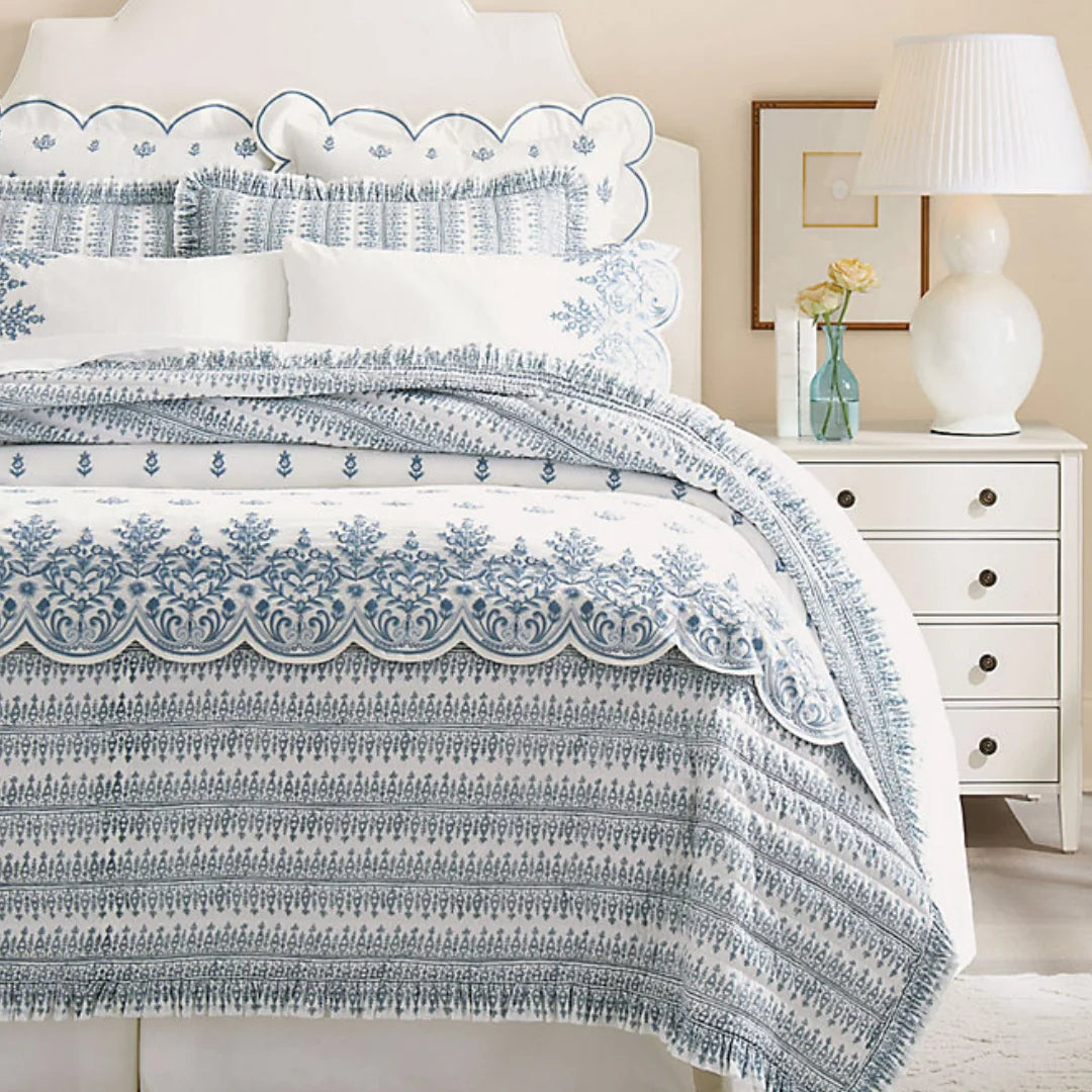 Soft Cotton Embroidered Scallop Edge Pillow Cover