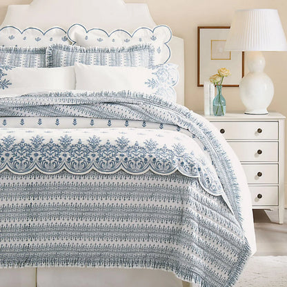Soft Cotton Embroidered Scallop Edge Pillow Cover