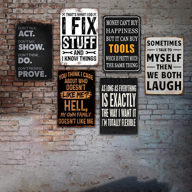 6pcs Funny Quotes Metal Tin Signs