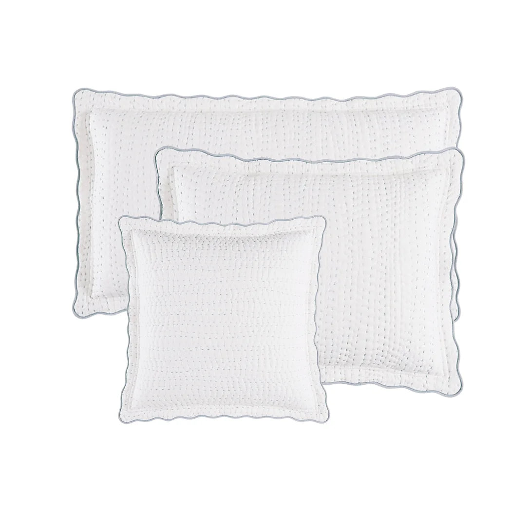 Cotton Hand-Sewn Pillowcase with Scalloped Edge