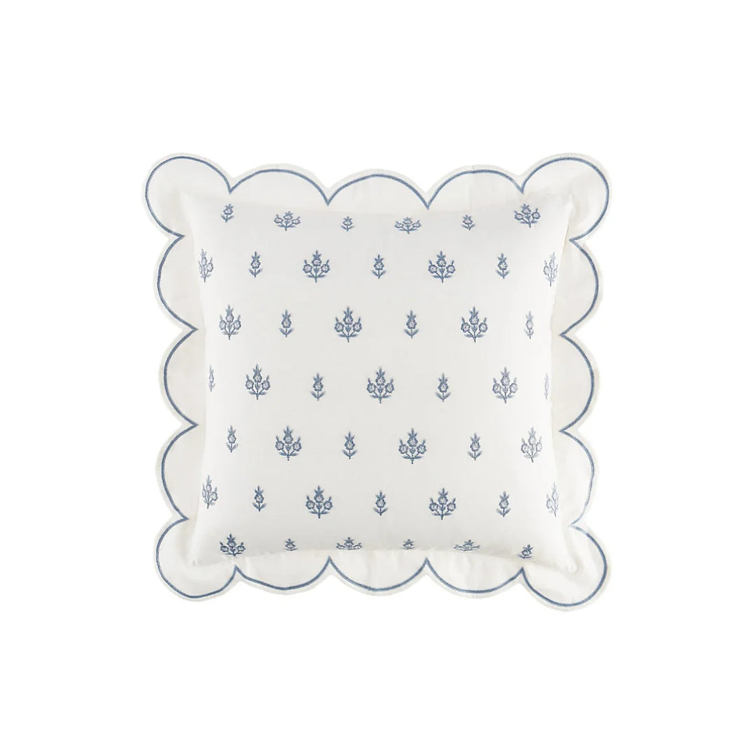 Soft Cotton Embroidered Scallop Edge Pillow Cover