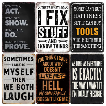 6pcs Funny Quotes Metal Tin Signs