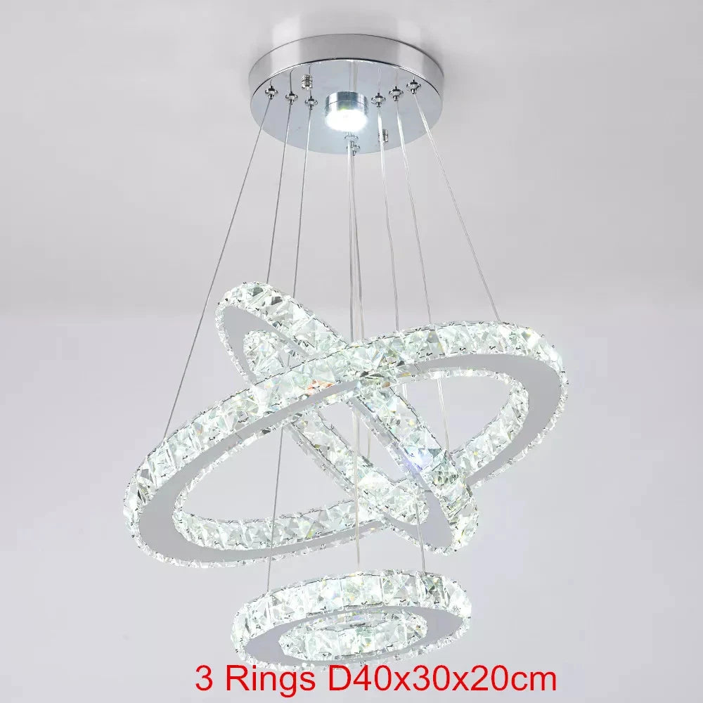 Modern Crystal Chandeliers Ring-Shaped Pendant Lights
