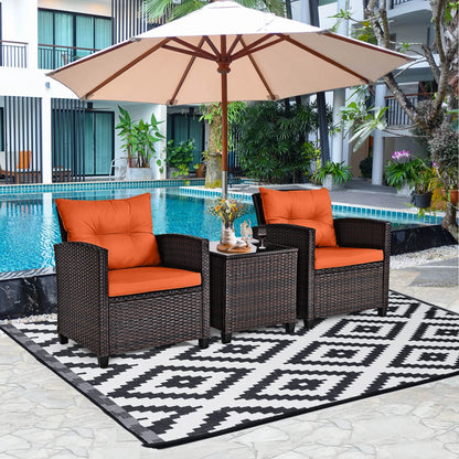 3 PCS Patio Rattan Furniture Set