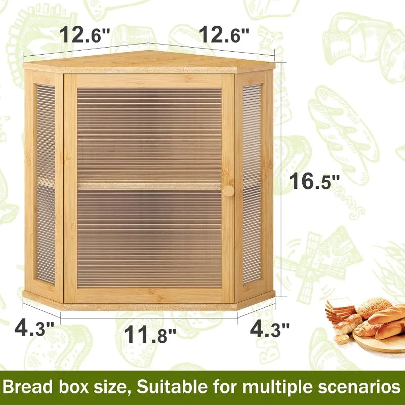 Corner Bread Box for Kitchen Countertop