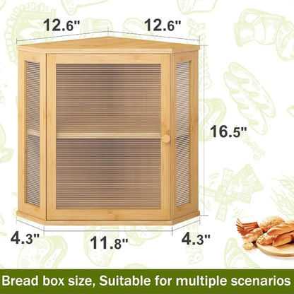 Corner Bread Box for Kitchen Countertop