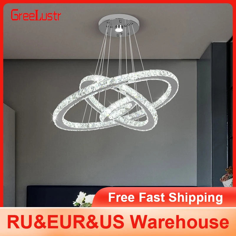 Modern Crystal Chandeliers Ring-Shaped Pendant Lights
