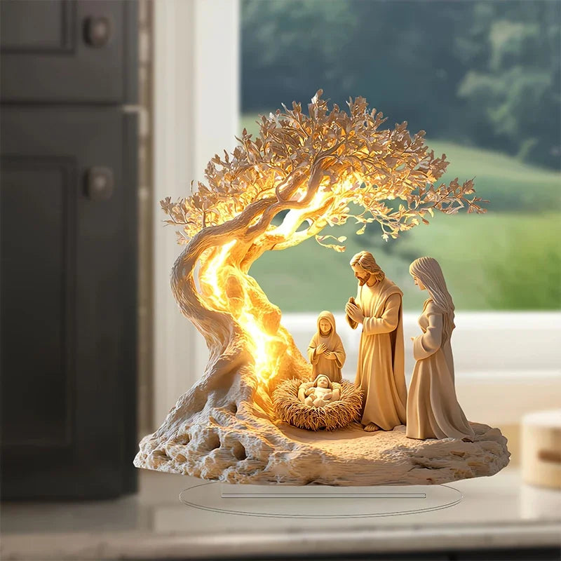 1Pc 2D Nativity Scene Figurine Tabletop Decor