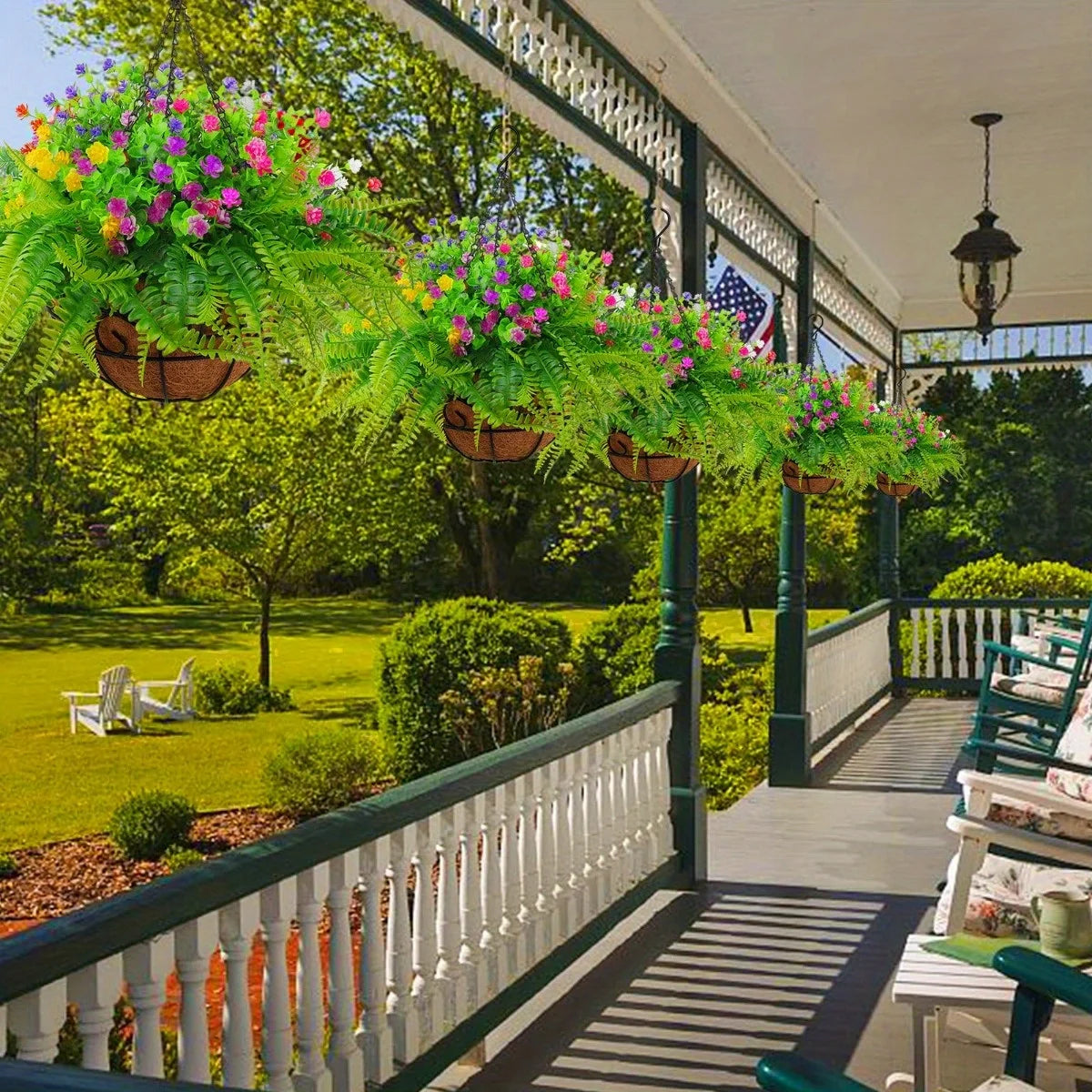 1/ 2/ 3 Pack Outdoor Artificial Faux Hanging Flowers Basket