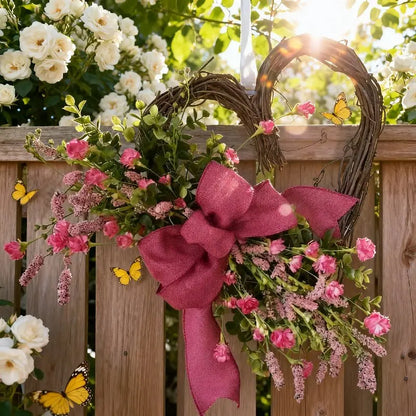 Handmade Artificial Flower Heart Wreath