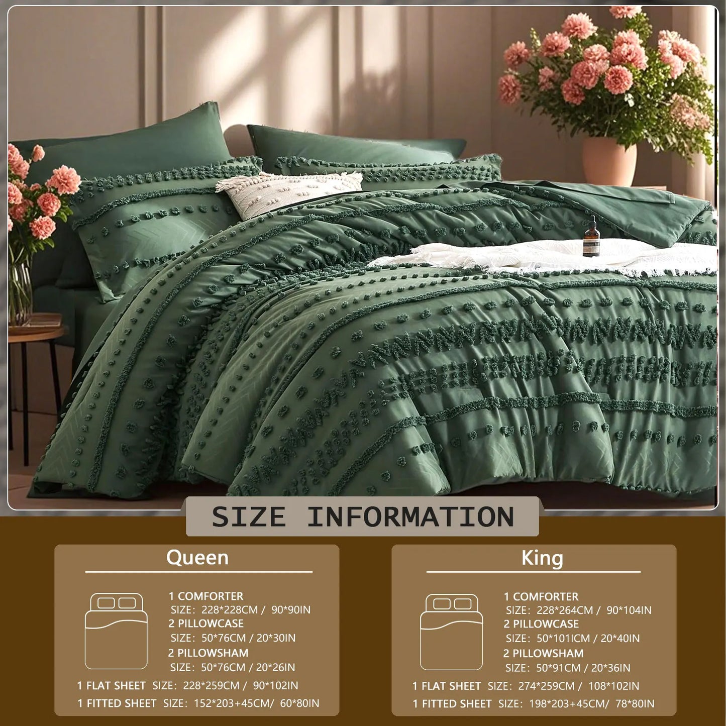 7-piece Tufted design comforter set - King or Queen