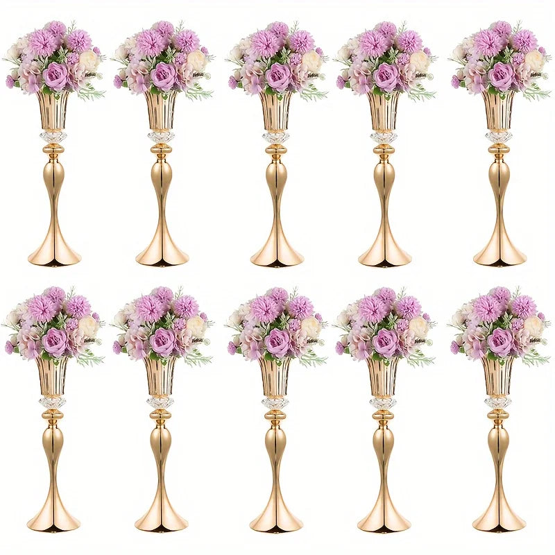 Set of 2/10 Crystal Flower Stands Centerpiece Vases