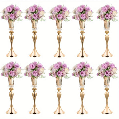Set of 2/10 Crystal Flower Stands Centerpiece Vases