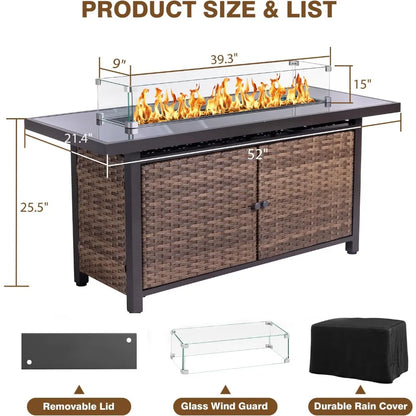 52 Inch Outdoor Propane Gas Fire Pit Table