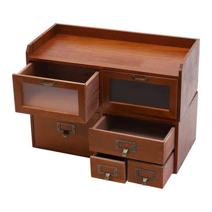 Vintage Solid Wood Desktop Organizer