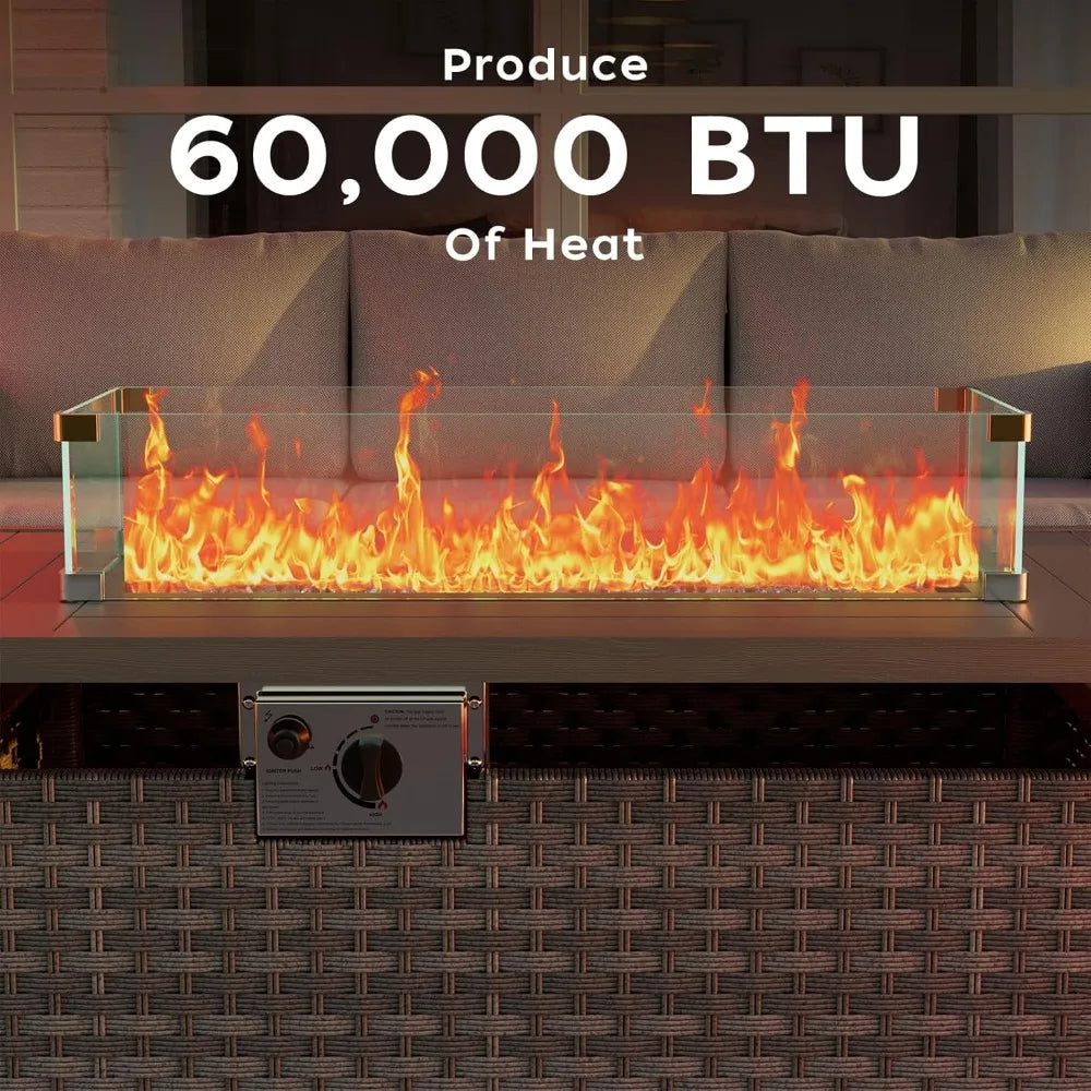 Outdoor Propane Fire Pit Table, 44" Auto-Ignition