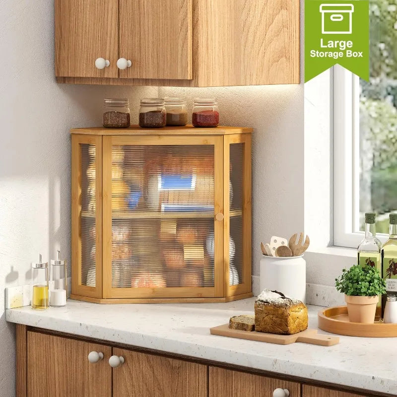 Corner Bread Box for Kitchen Countertop
