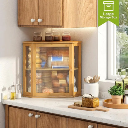 Corner Bread Box for Kitchen Countertop