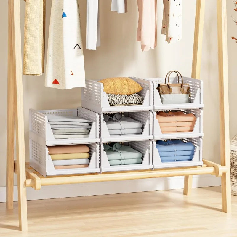 4 Pack Stackable Closet Storage Baskets