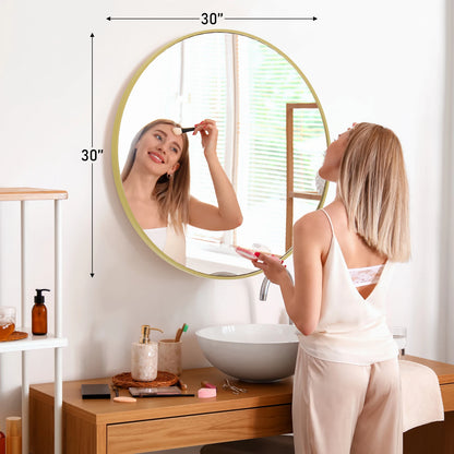 Round Vanity Framed Mirror for Wall