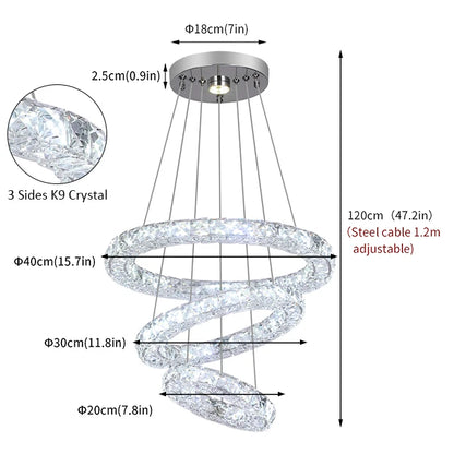 Modern Crystal Chandeliers Ring-Shaped Pendant Lights