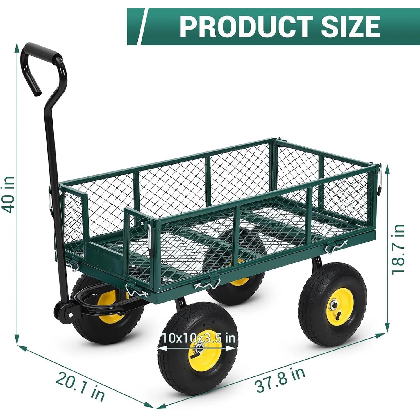 Heavy Duty Steel Garden Wagon Cart with 10" Tires