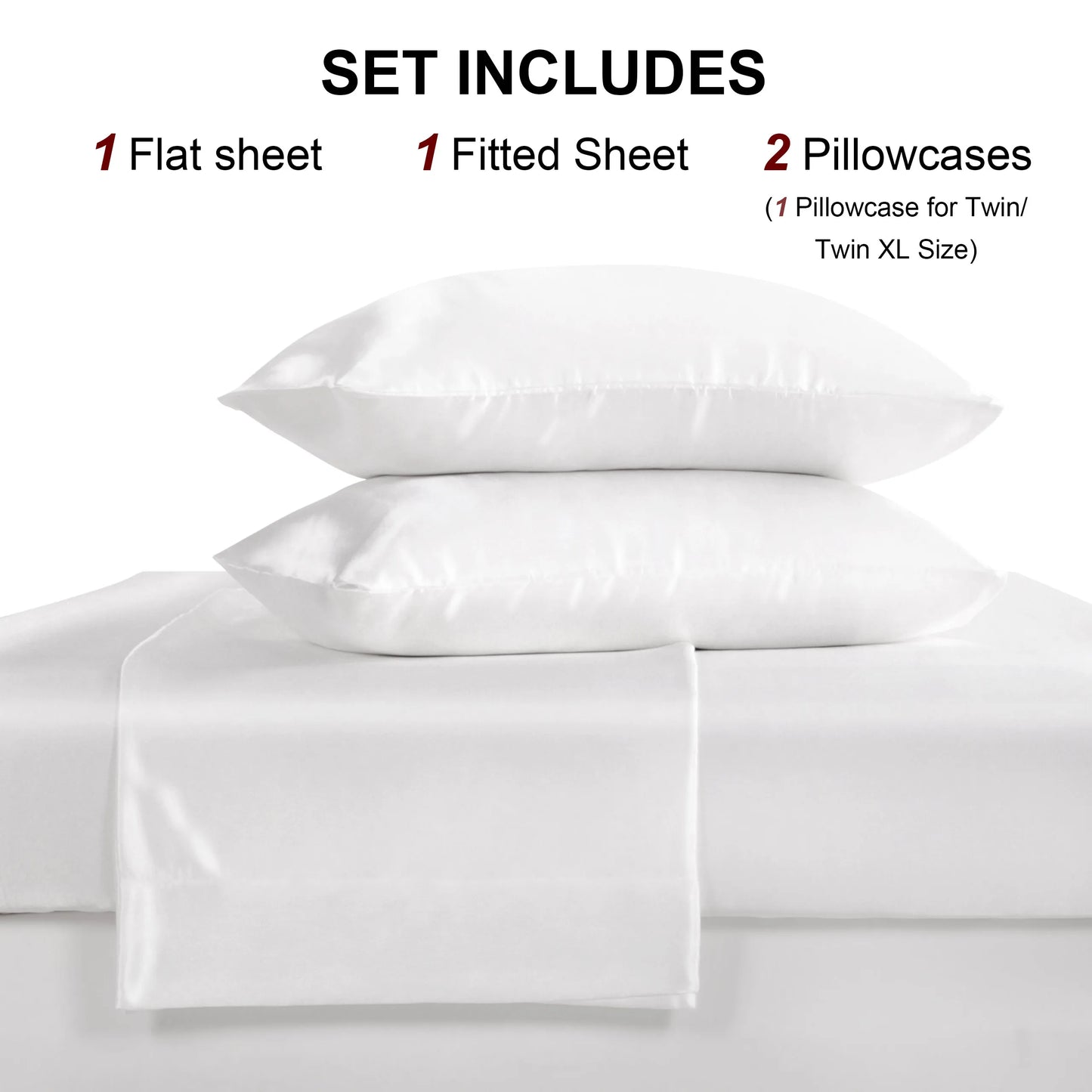 3 Pieces Silky Satin Cooling Sheet Set