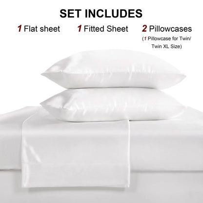 3 Pieces Silky Satin Cooling Sheet Set
