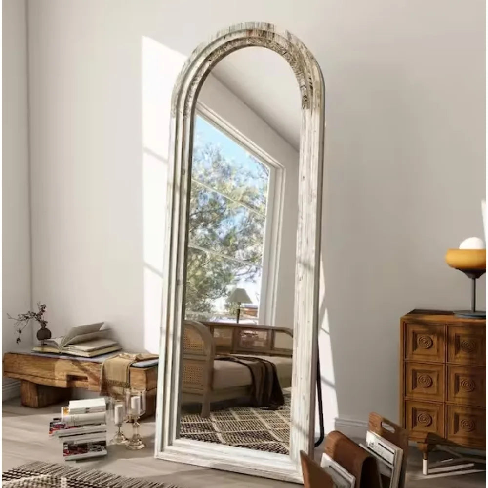 Arched Classic Wood Framed Full Length Floor Mirror