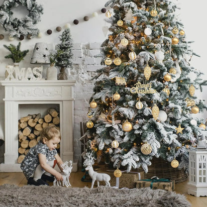 Christmas Ball Ornaments Set, 65 pcs Gold & White Shatterproof