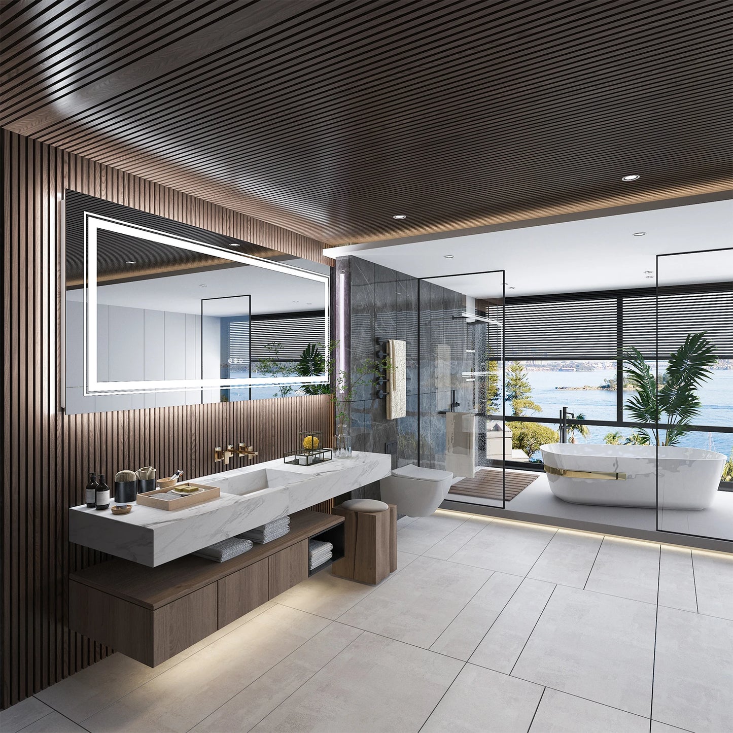 Extra Large Bathroom Mirror LED Dimmable Anti-Fog