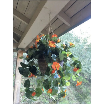 22” Nasturtium Artificial Faux Plant in Hanging Basket