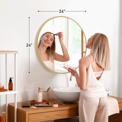 Round Vanity Framed Mirror for Wall