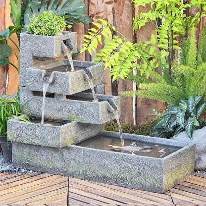 Tiered Waterfall Fountain Outdoor Garden LED