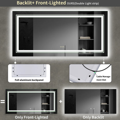 Extra Large Bathroom Mirror LED Dimmable Anti-Fog
