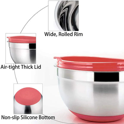 7 Colors Stainless Steel Mixing Bowl With Lid