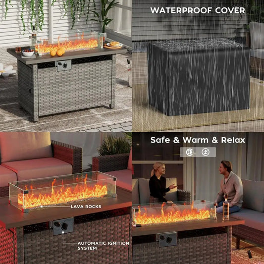 Outdoor Propane Fire Pit Table, 44" Auto-Ignition