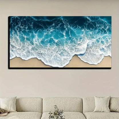 Blue wave texture print painting