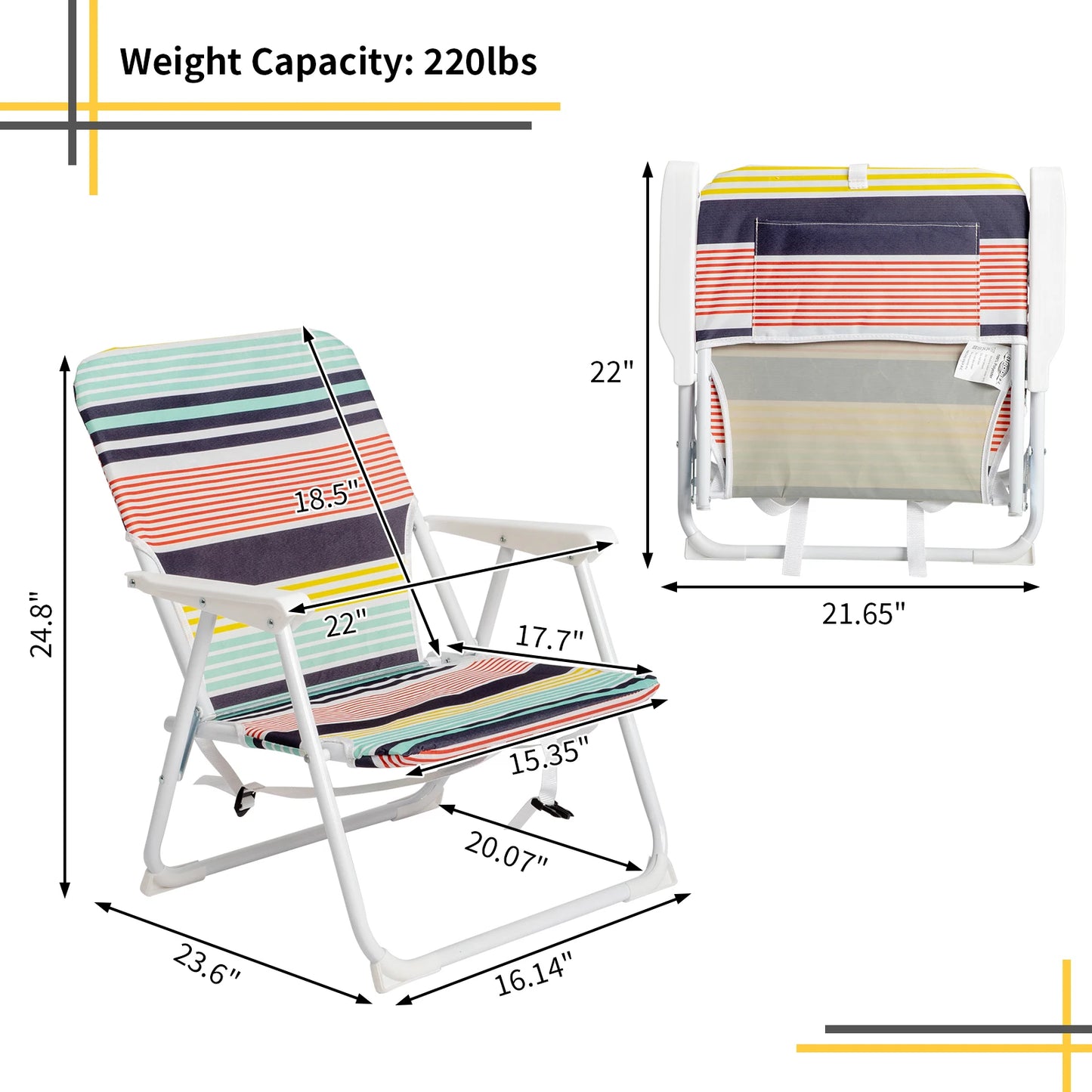 Oxford Cloth White Beach Chair