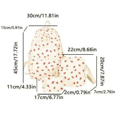 3Pcs/Set Print Backpack with Crossbody Bag and Small Purse