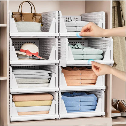 4 Pack Stackable Closet Storage Baskets