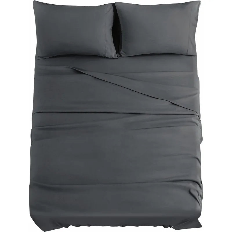 Dark Grey Queen Sheets Set, 14 " Deep Pockets