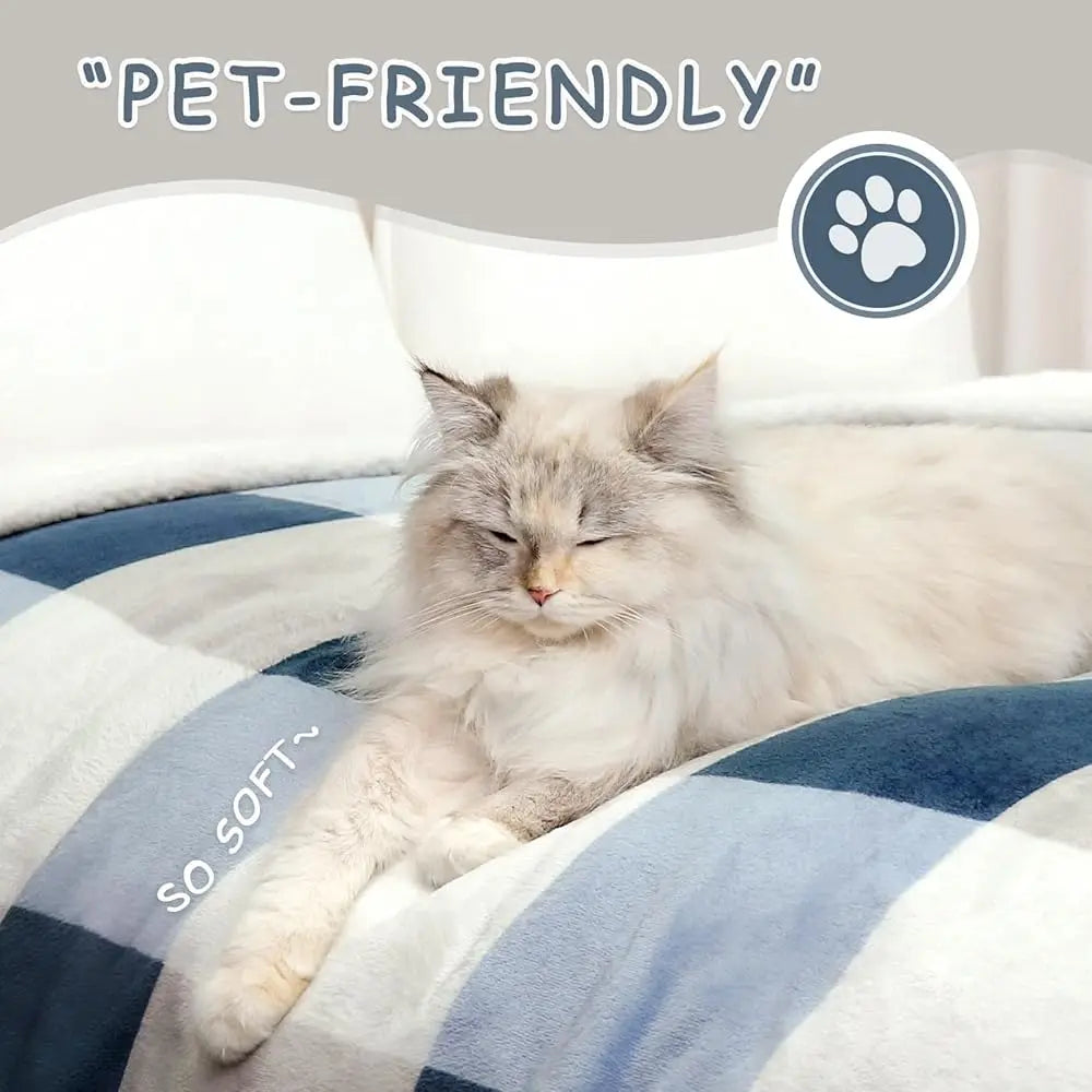 Sherpa Fleece Throw Blanket 60"" X 80"" Reversible