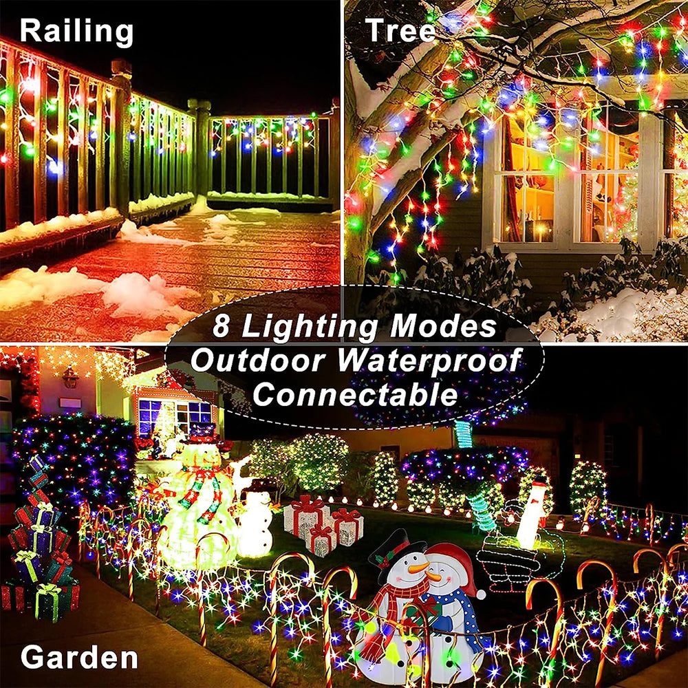 Solar Icicle Curtain Lights -  8 Modes
